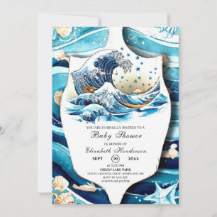 Invitation Baby shower Pastel Ocean Waves