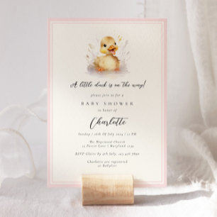 Invitation Baby shower Pastel Pink Little Duck