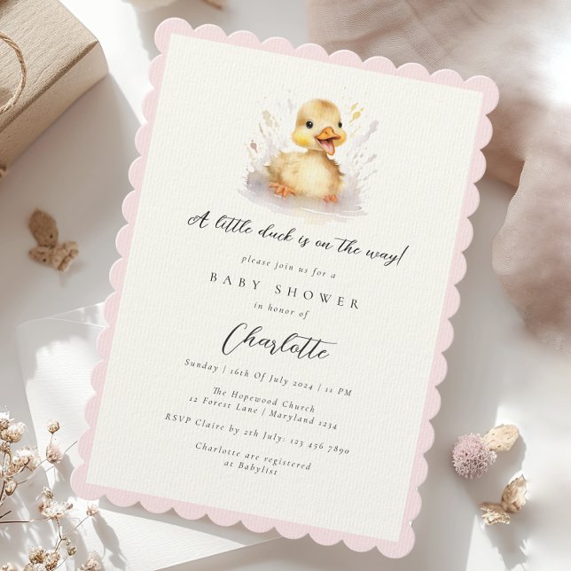Invitation Baby shower Pastel Pink Little Duck (Créateur téléchargé)