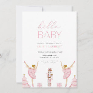 Invitation Baby shower Pastel Pink Nutcracker