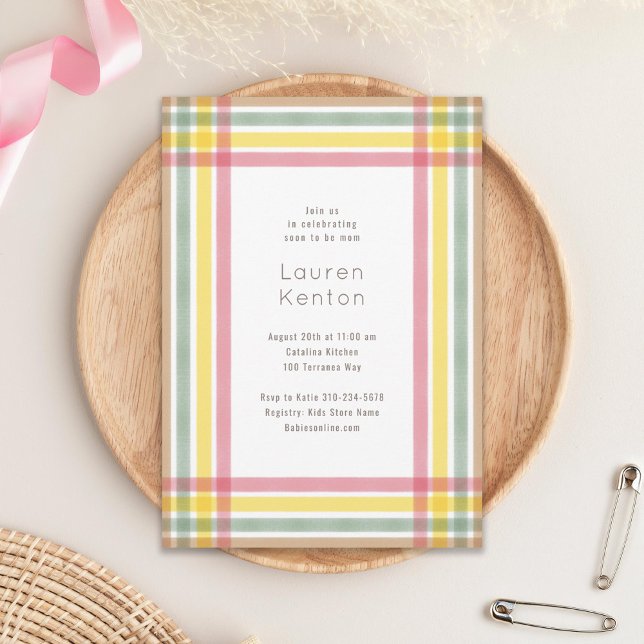 Invitation Baby shower Pastel Plaid (Créateur téléchargé)