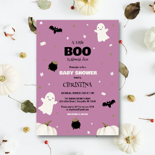 Invitation Baby shower Pastel Purple Halloween Little Boo