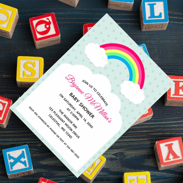 Invitation Baby shower Pastel Rainbow et Clouds (Créateur téléchargé)