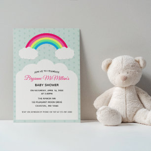 Invitation Baby shower Pastel Rainbow et Clouds