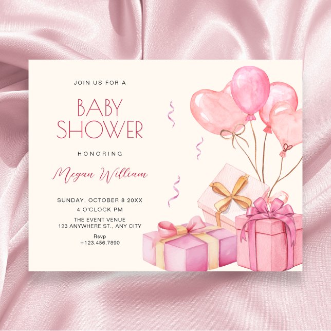 Invitation Baby shower pastel rose (Créateur téléchargé)