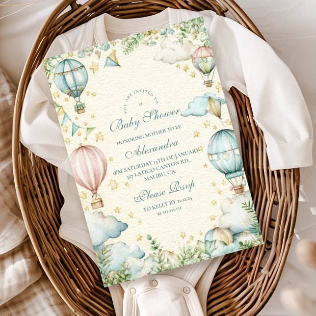 Invitation Baby shower Pastel Sky Adventure (Créateur téléchargé)