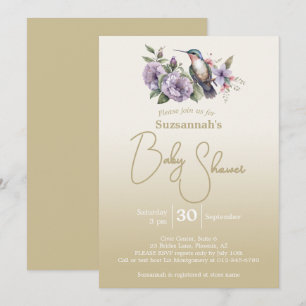 Invitation Baby Shower Pastel Vert Ombre Colibri 