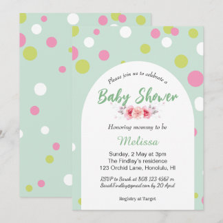 Invitation Baby shower pastels à pois