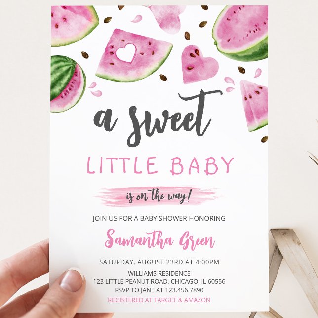 Invitation Baby Shower Pastèque Rose (Créateur téléchargé)