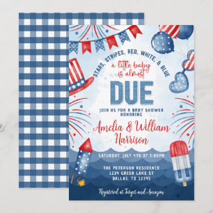 Invitation Baby shower Patriotique 4 juillet Fireworks
