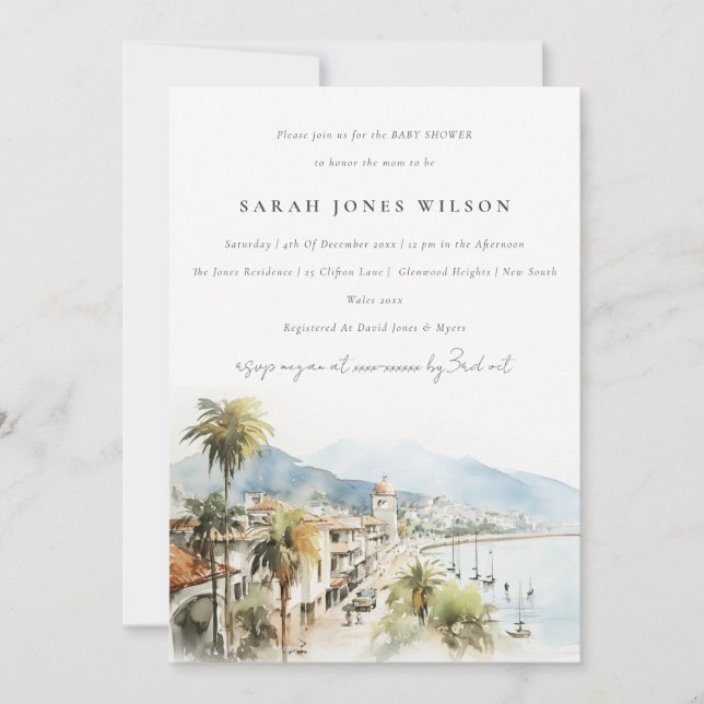 Invitation Baby Shower Paysage Santa Marta Colombie (Devant)
