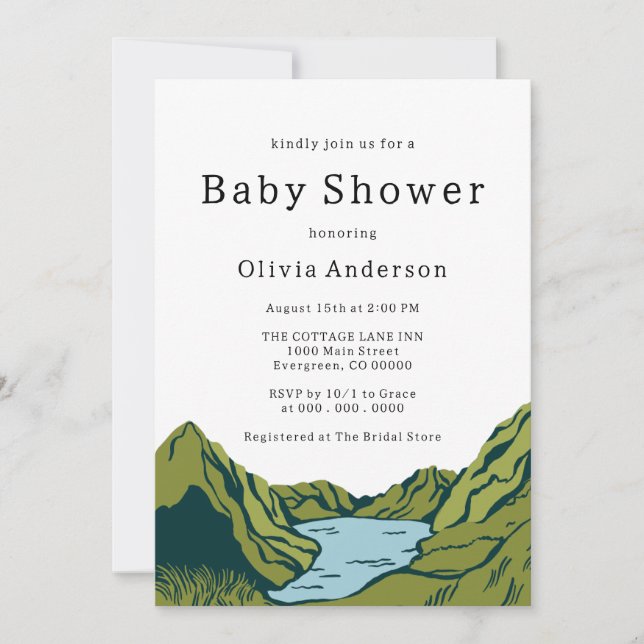 Invitation Baby shower paysager rustique Boho (Devant)