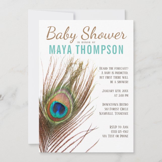 Invitation Baby shower Peacock (Devant)