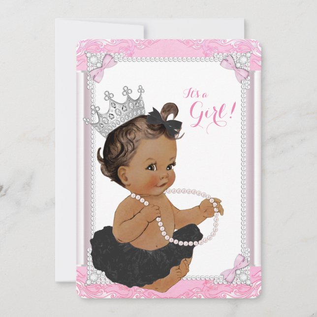 Invitation Baby shower Pearl Black Tutu Lace (Devant)