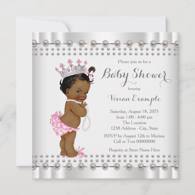 Invitation Baby shower Pearl de la princesse africaine améric (Devant)
