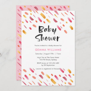 invitation baby shower Peinture abstraite rose