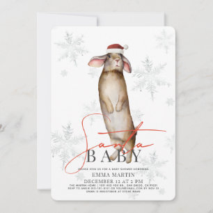 Invitation Baby shower père Noël Baby Bunny Snowflakes