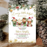 Invitation Baby shower Père Noël de l'ours de Noël<br><div class="desc">Joyeux petit bébé brasse l'invitation de douche,  café de Noël Baby shower de la dernière brasserie,  café Floral Genre Baby shower neutre</div>