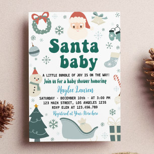Invitation Baby shower Père Noël de Noël