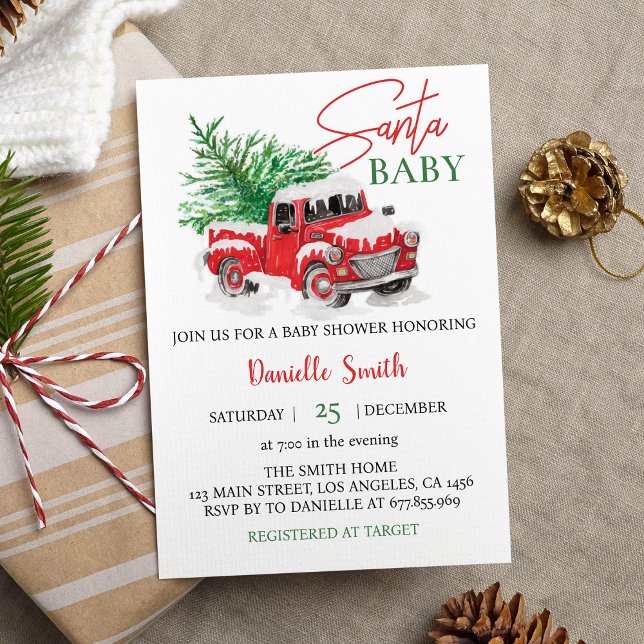 Invitation Baby shower Père Noël de Noël (Créateur téléchargé)