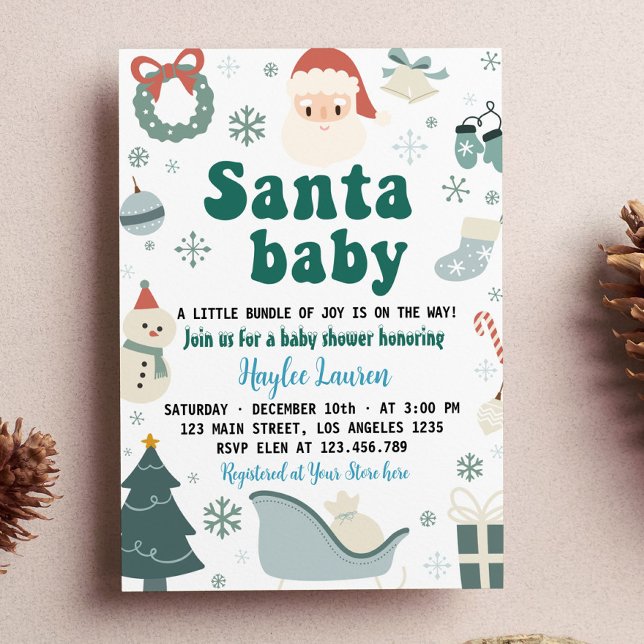 Invitation Baby shower Père Noël de Noël (Créateur téléchargé)