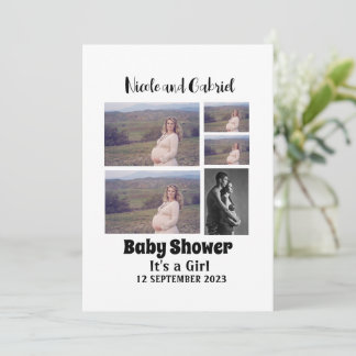 Invitation Baby shower personnalisé 5 Collage photo