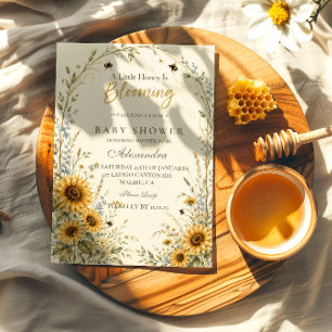 Invitation Baby Shower personnalisé abeille miel tournesol