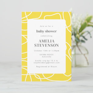 Invitation Baby shower personnalisé Abstrait Art moderne Jaun