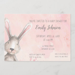 Invitation baby shower personnalisé de Bunny Rabbit d'aquarel