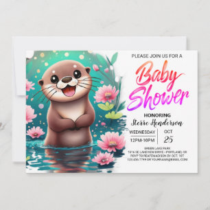 Invitation Baby shower personnalisé de Otter aquarelle