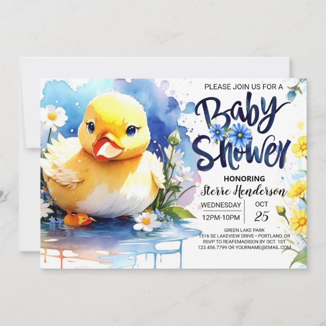 Invitation Baby shower personnalisé Quacking Duck (Devant)