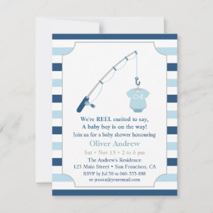 Invitation Baby Shower Personnalisé sur le Thème de Pêche Mod