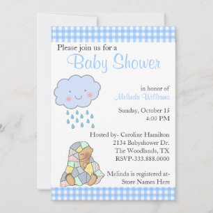 Invitation Baby shower personnalisé Sweet Blue Rain Cloud