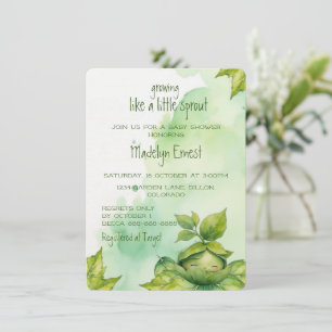 Invitation Baby-Shower personnalisé vert illustré sur la natu