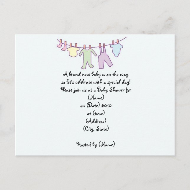 Invitation Baby shower personnalisée - Clothesline (Devant)