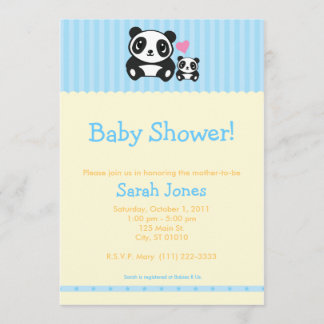 Invitation Baby shower personnel de panda de photo - bleu et
