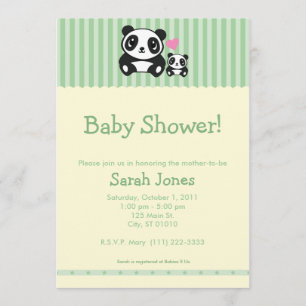 Invitation Baby shower personnel de panda de photo - vert