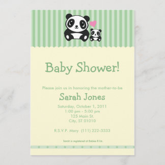 Invitation Baby shower personnel de panda de photo - vert