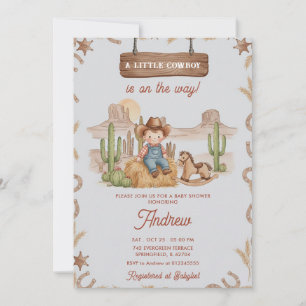 Invitation Baby Shower personnel western vintage cowboy