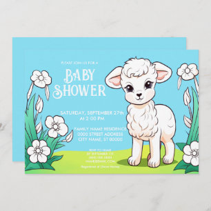 Invitation Baby shower petit agneau