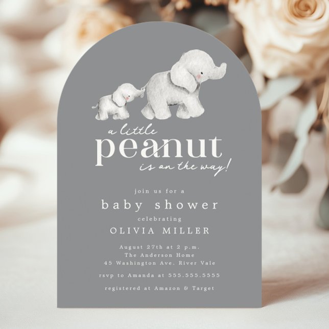 Invitation Baby shower petit arachide éléphant (Créateur téléchargé)