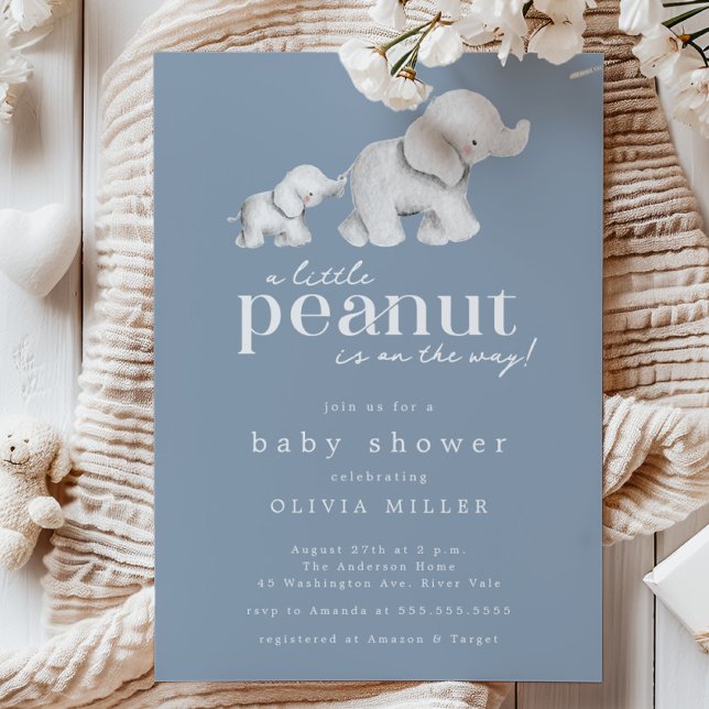 Invitation Baby shower petit arachide éléphant (Créateur téléchargé)