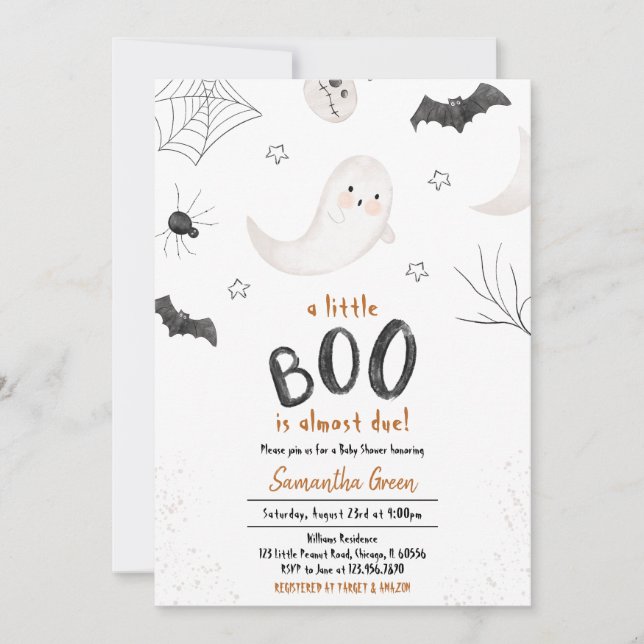 Invitation Baby shower Petit Boo Minimaliste Cute (Devant)