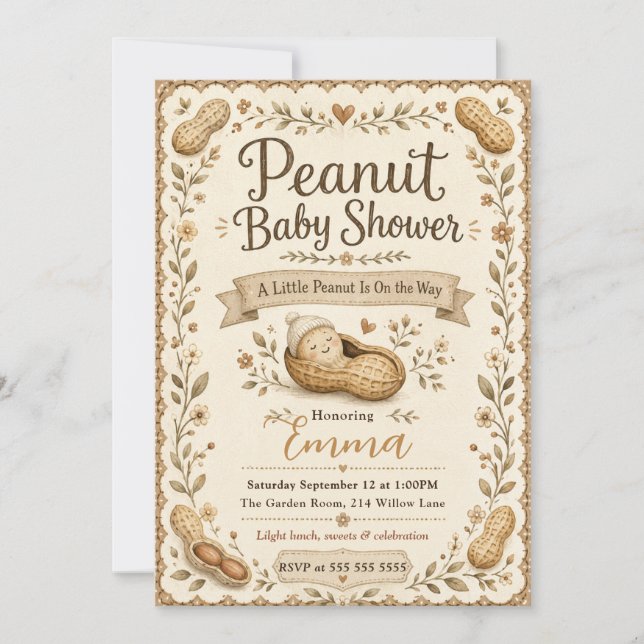 Invitation Baby Shower Petit Cacahuète (Devant)