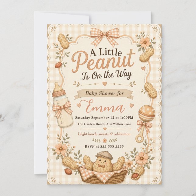 Invitation Baby Shower Petit Cacahuète (Devant)