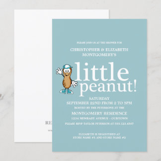Invitation Baby shower Petit cacahuète (Bleu)