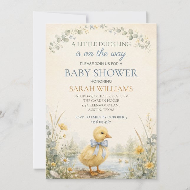 Invitation Baby Shower Petit Caneton (Devant)