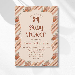 Invitation Baby Shower Petit Citrouille Orange Rayé