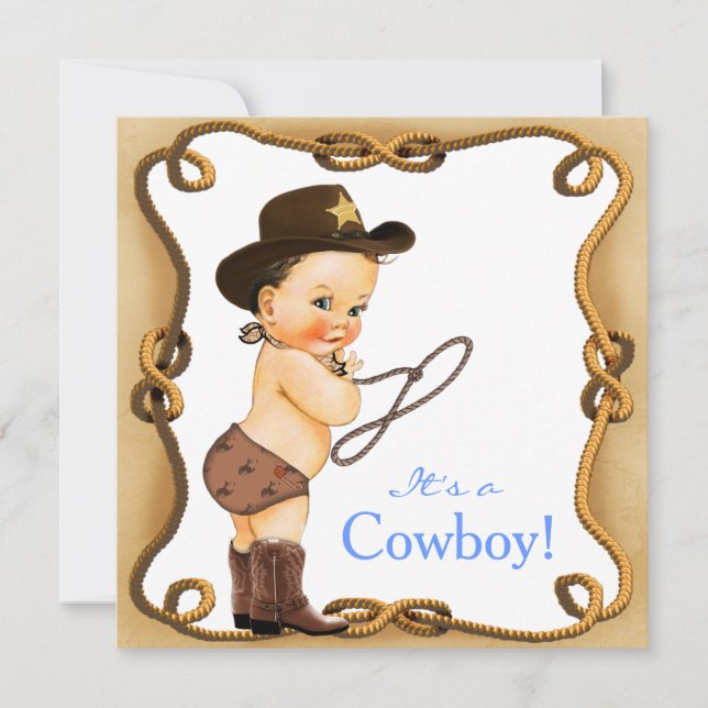 Invitation Baby Shower "Petit cow-boy adorable" (Devant)