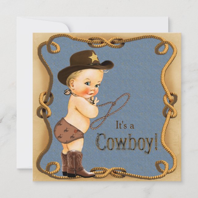 Invitation Baby Shower "Petit cow-boy adorable" (Devant)